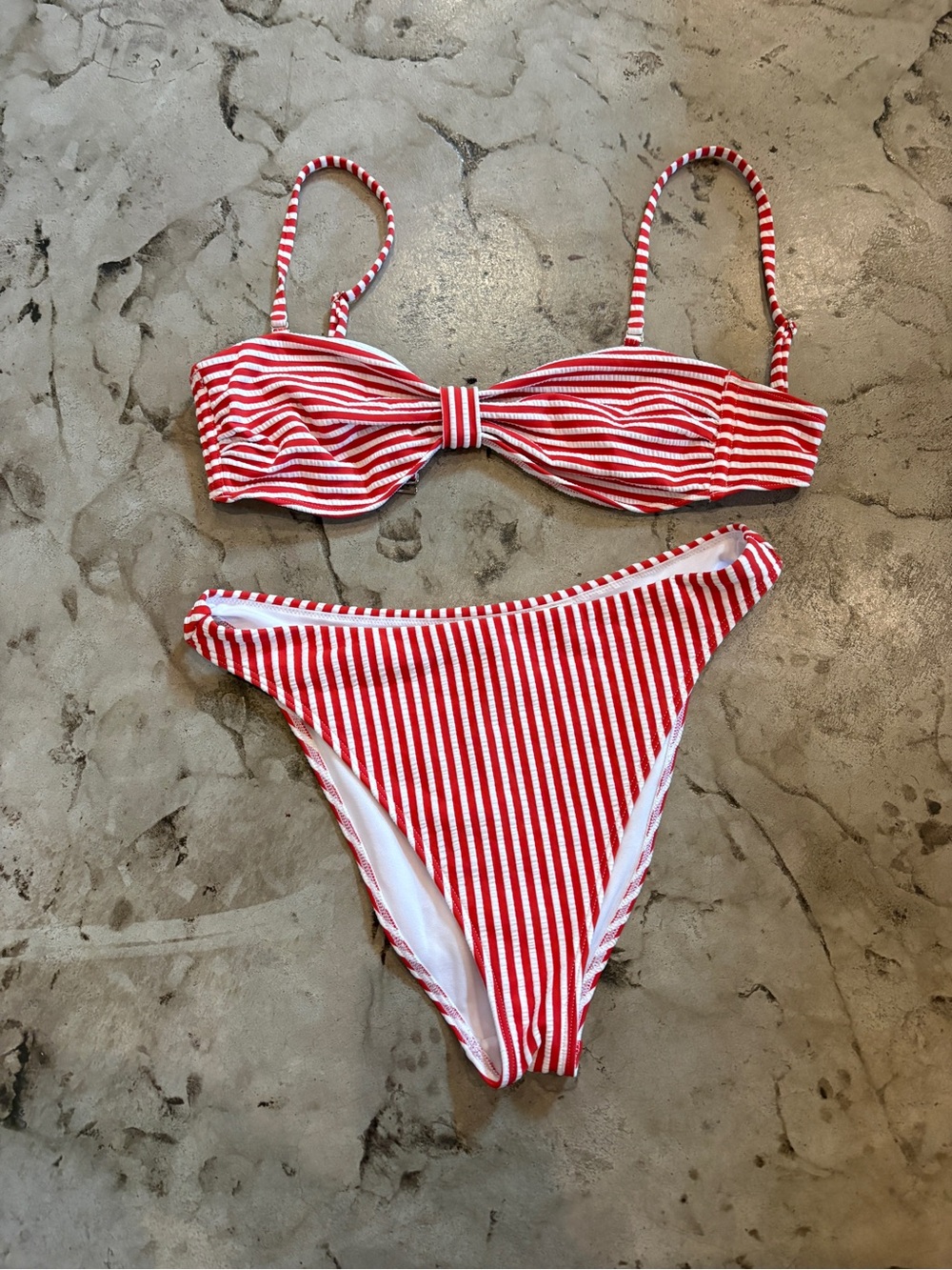 Abercrombie & Fitch Red and White Striped Bikini